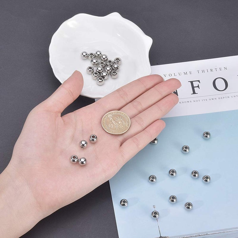 NBEADS 100 Pcs 6mm Metal Spacer Beads, 2mm Hole Solid 304 Stainless Steel Rondelle Beads Metal Loose Beads for DIY Bracelet Jewelry Making - Image 3